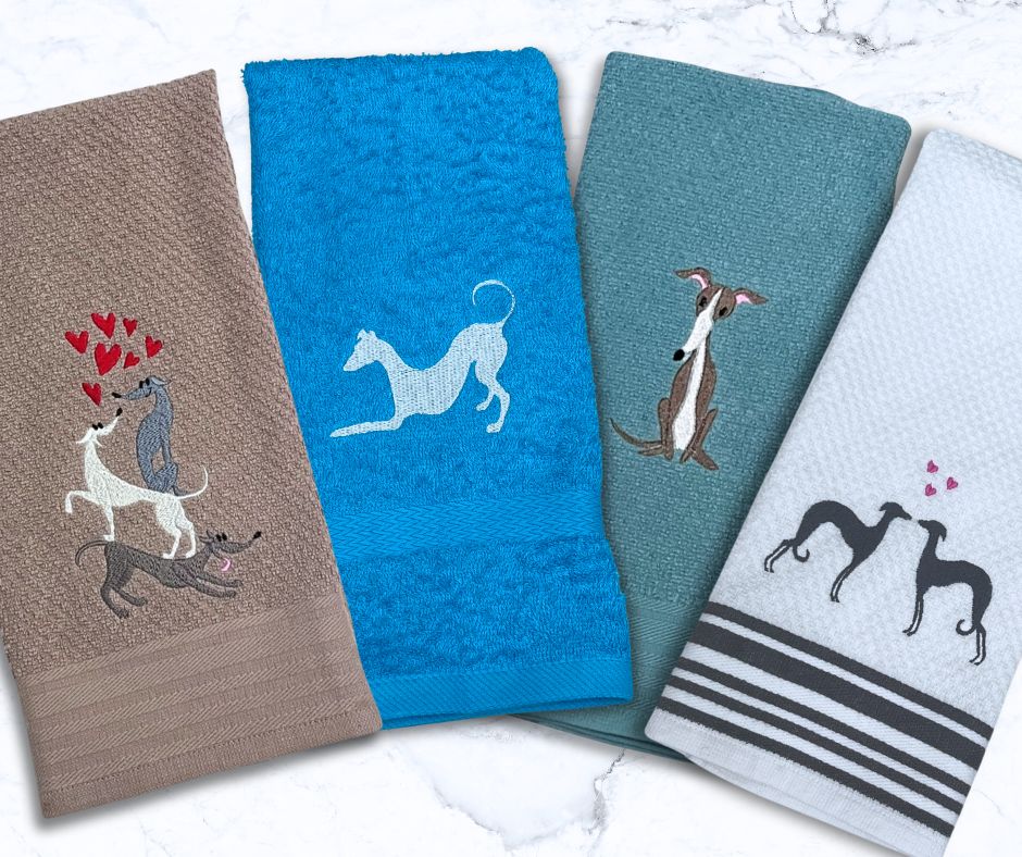 hand towels with dogs on them
