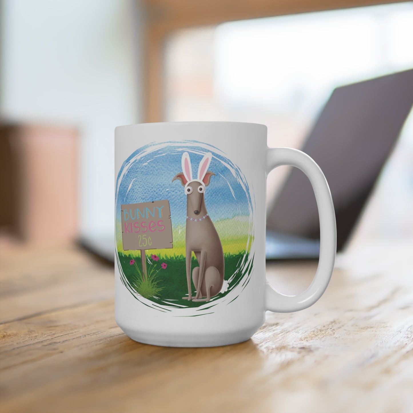 Bunny Kisses Greyhound Iggy Whippet Mug 15oz