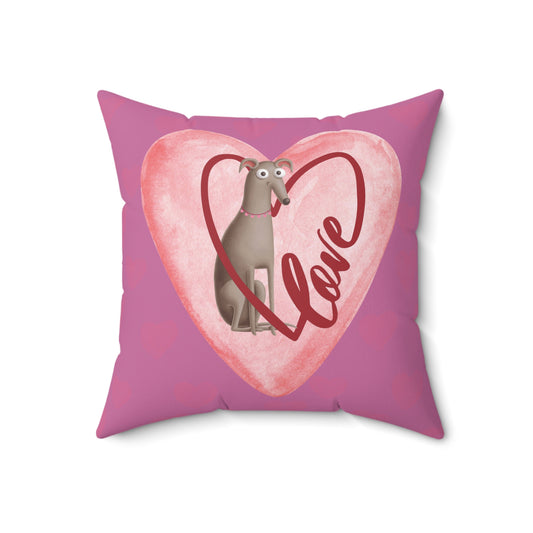 Greyhound Love Iggy Whippet Faux Suede Square Pillow
