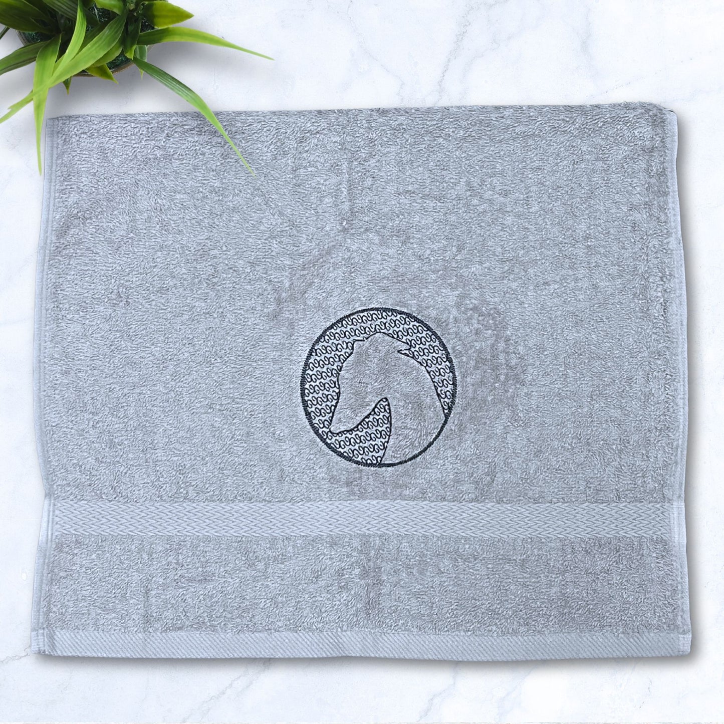 Elegant Greyhound Head Iggy Whippet Grey Hand Towel