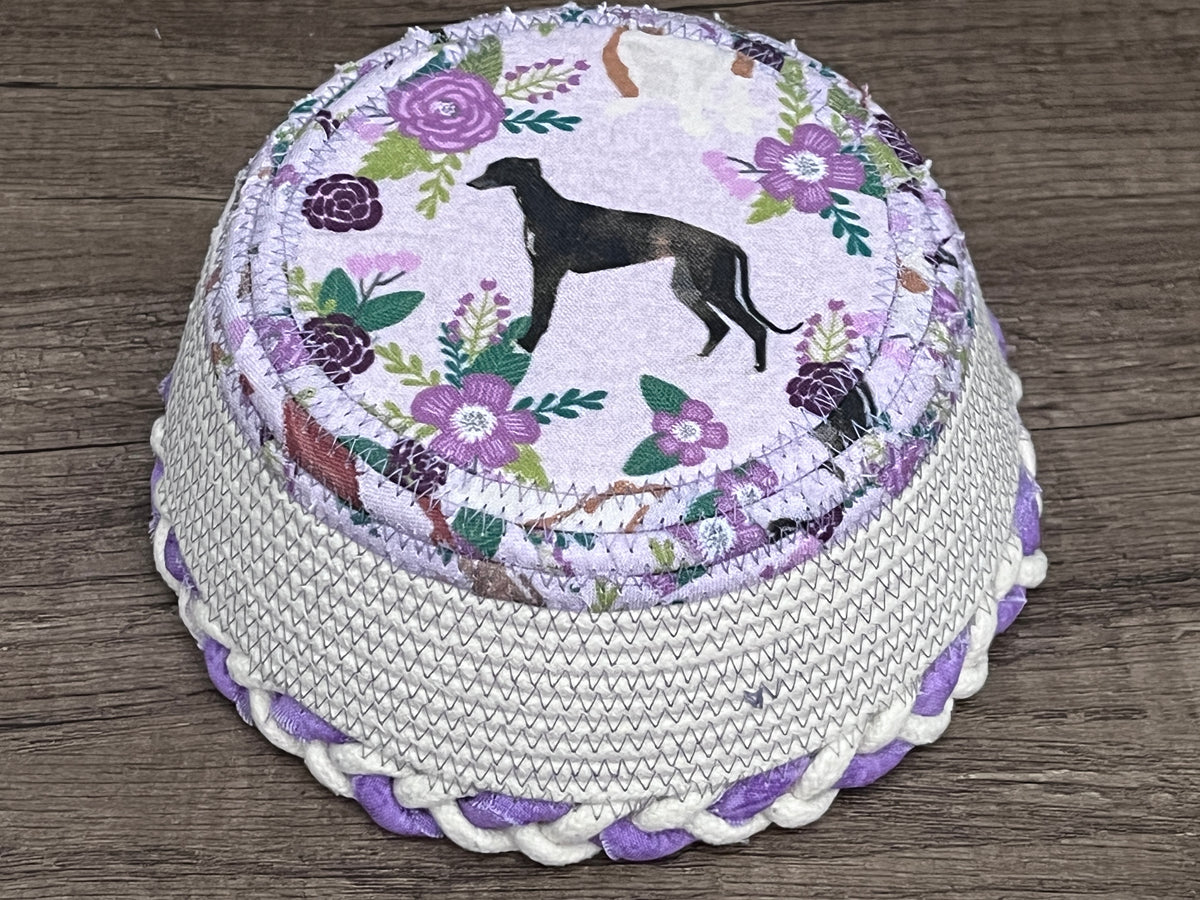 Hounds and Roses Whippet Rope Bowl / Basket