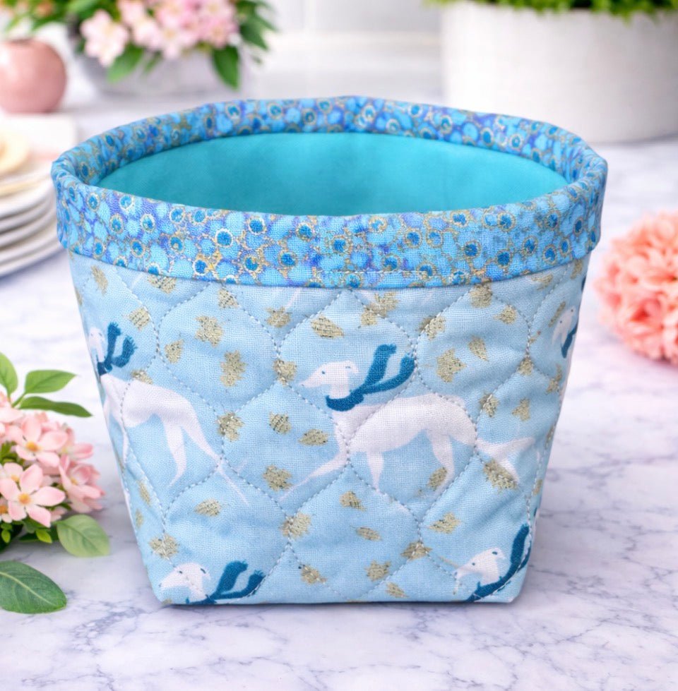 Blustery Day Hounds Iggy Greyhound Mini Fabric Basket