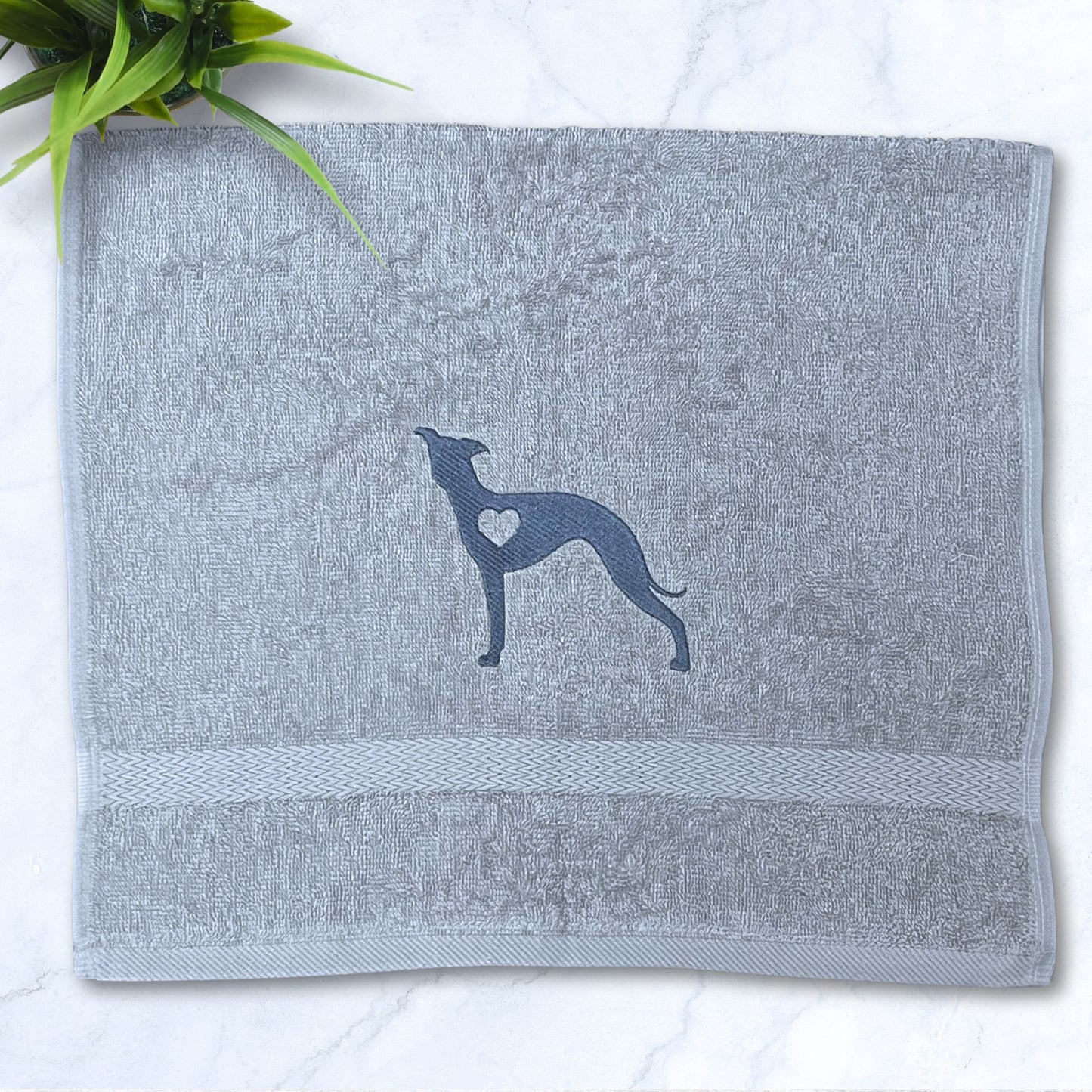 Iggy Heart Whippet Greyhound Grey Hand Towel