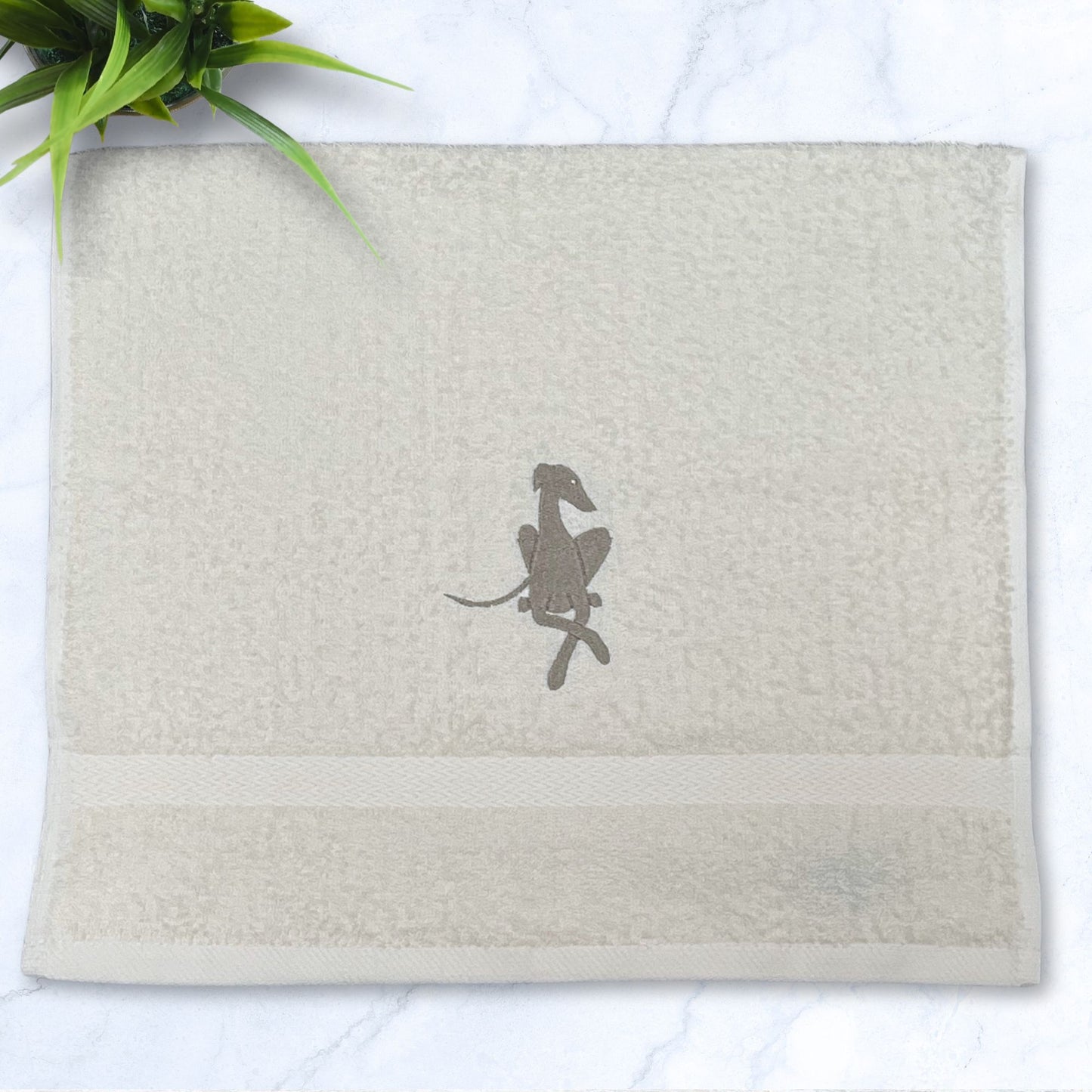 Paws Crossed Greyhound Whippet Galgo Beige Hand Towel