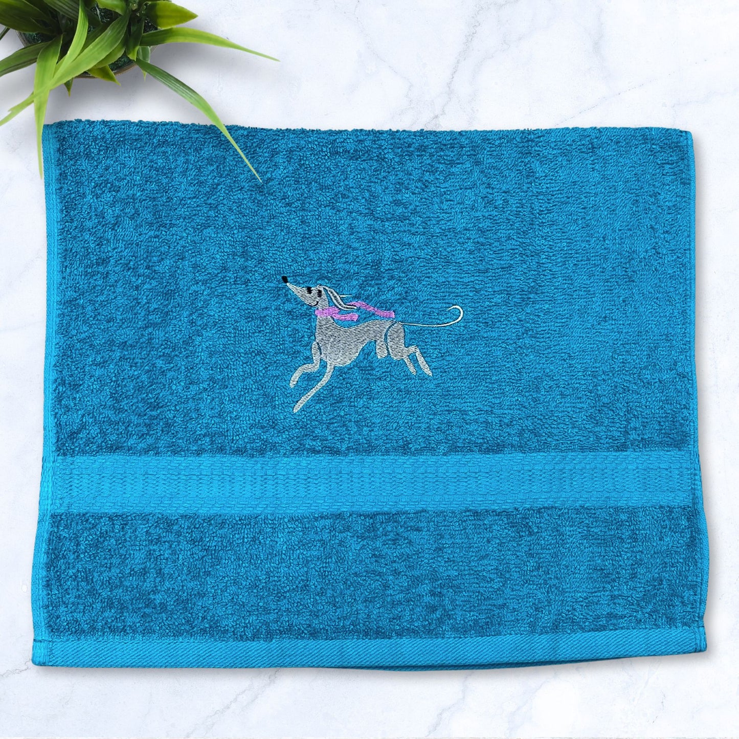 Scarf Weather Iggy Whippet Greyhound Teal Hand Towel
