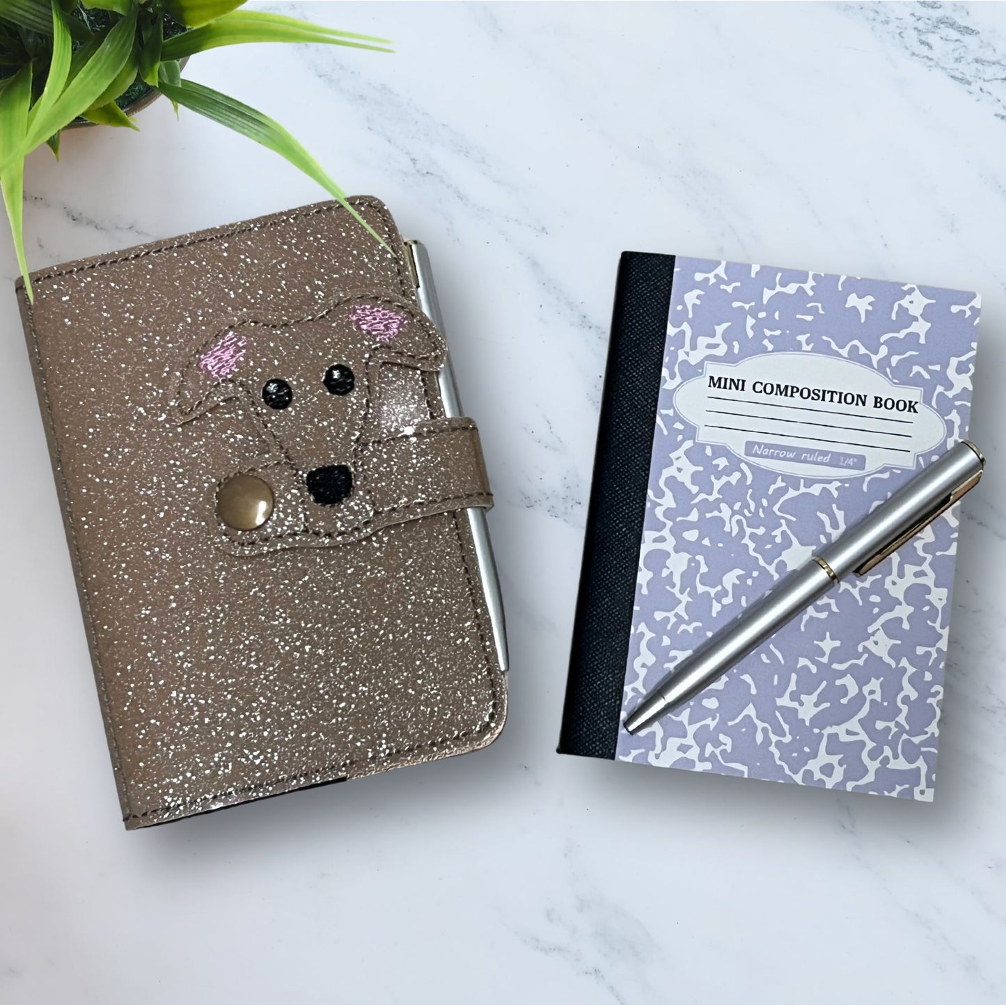 Mini Notebook Cover Caramel Sparkle Houndie Head