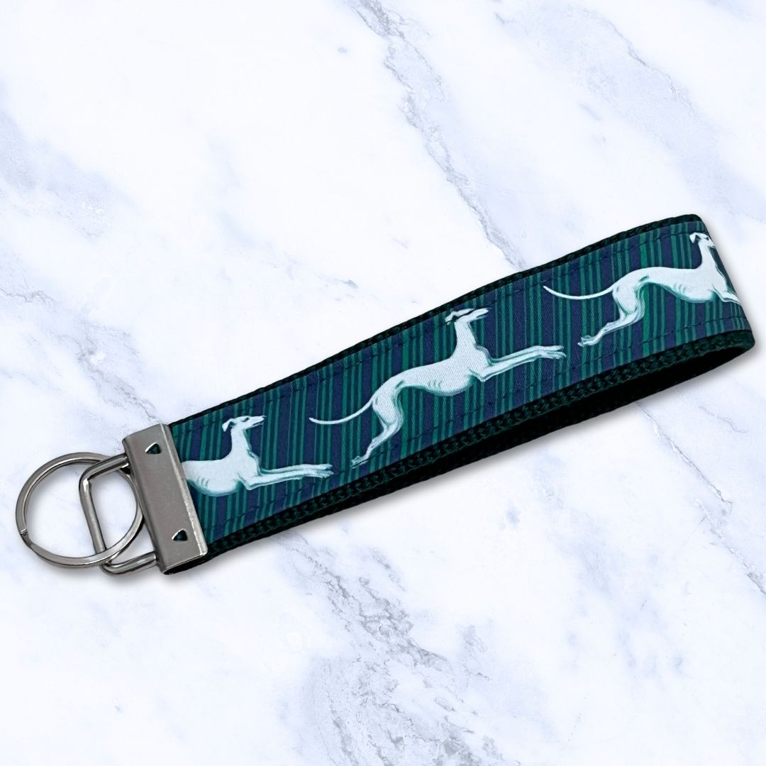 Key Leash Diagonal Stripe Hounds Green Navy