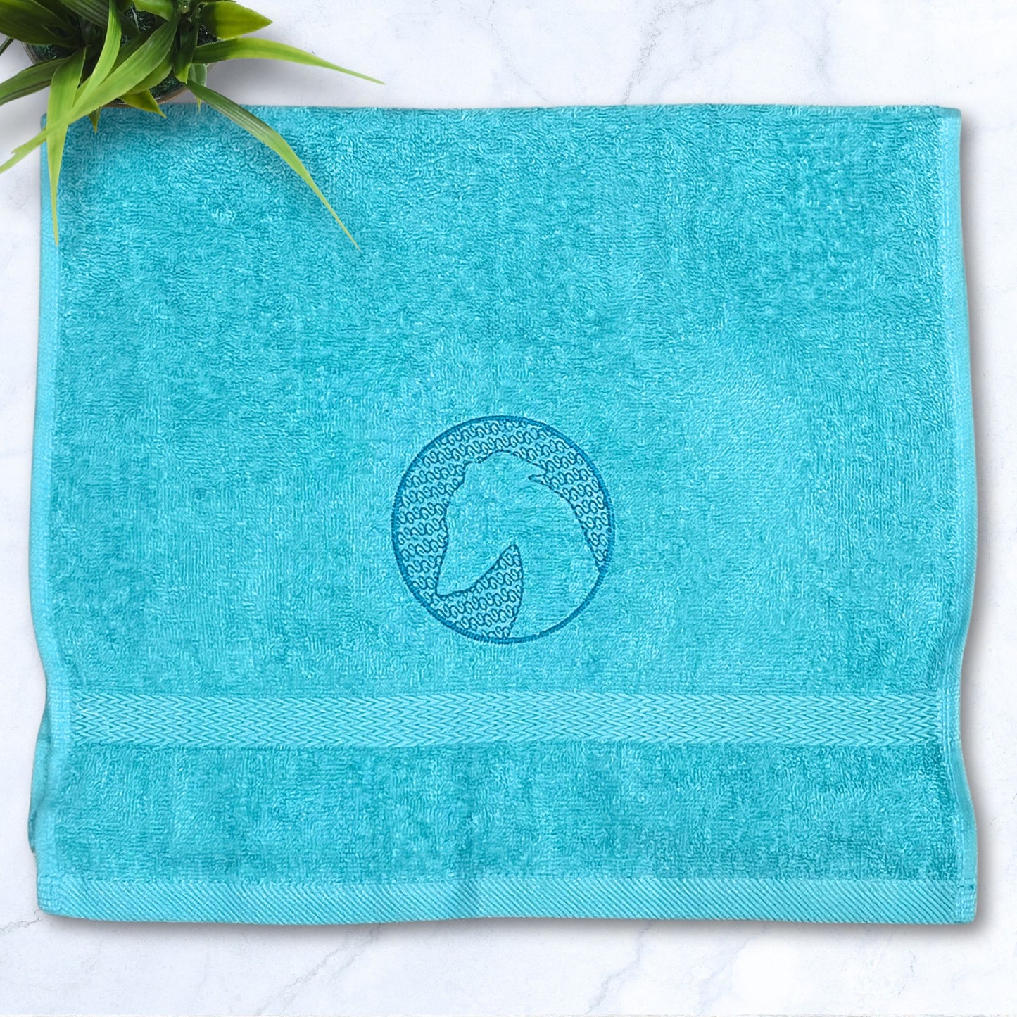 Elegant Greyhound Head Iggy Whippet Aqua Hand Towel