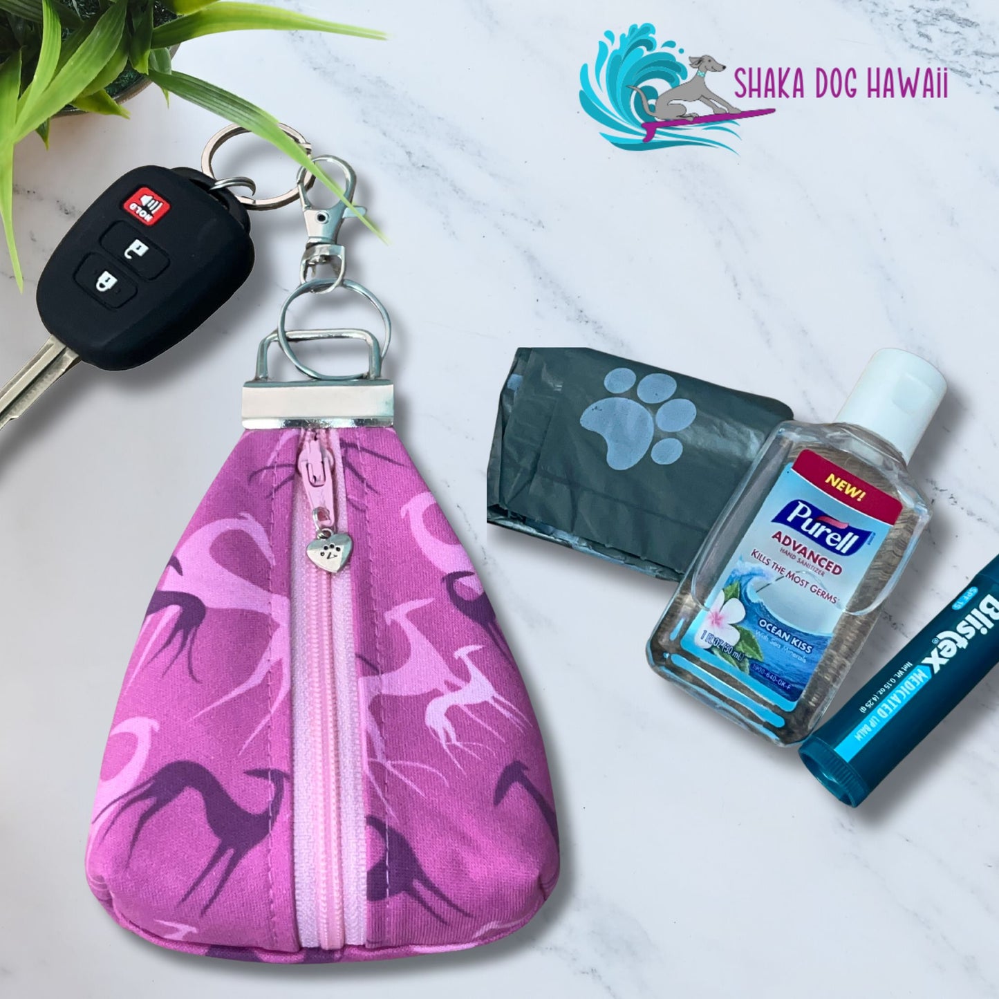 Greyhound Shadows Pink Keychain Coin Pouch