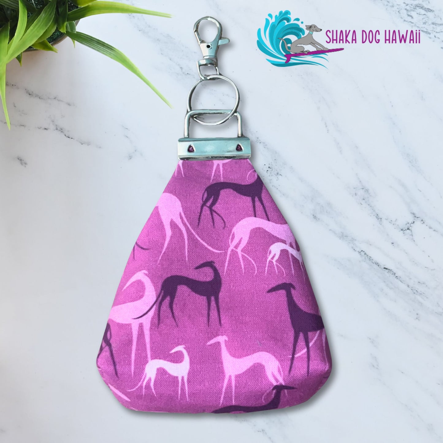 Greyhound Shadows Pink Keychain Coin Pouch