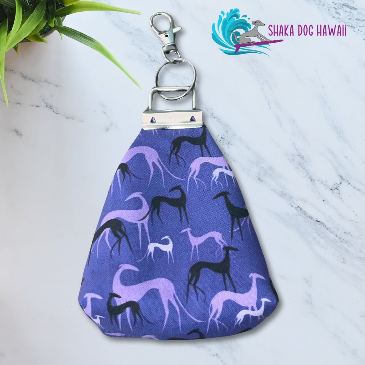 Greyhound Shadows Purple Keychain Coin Pouch