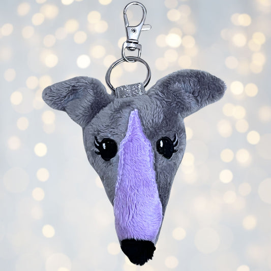 Houndie Head Tagalong Grey with Lavender Blaze and Eyelashes
