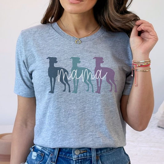 Iggy Mama Whippet Greyhound Cool Colors Unisex Jersey Short Sleeve Tee