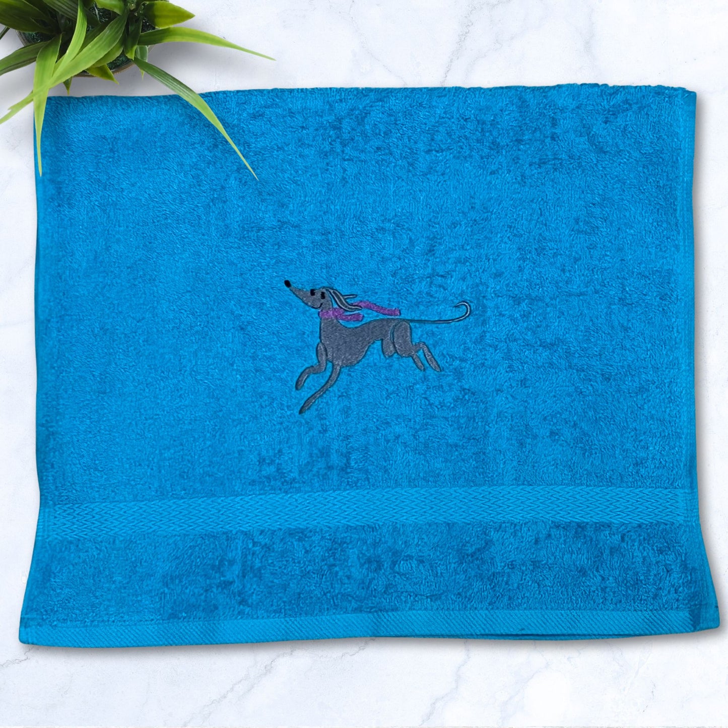 Scarf Weather Iggy Whippet Greyhound Turquoise Hand Towel