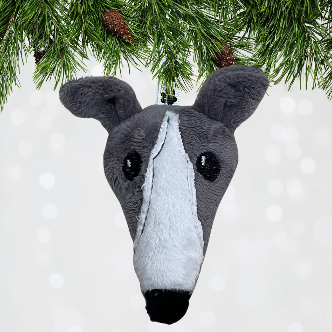 Houndie Head Ornament Grey with Blaze