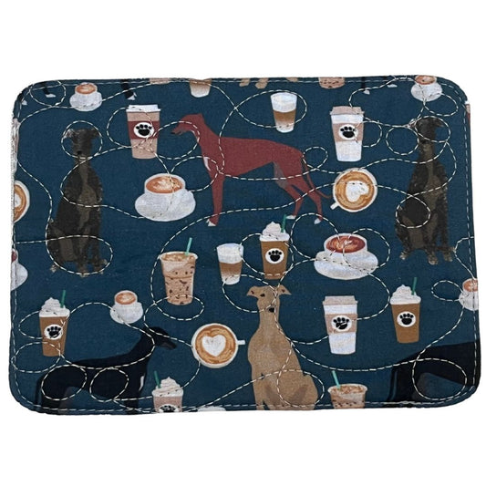 Mug Rug - Cafe Hounds Aegean Blue Quilted Paw Prints