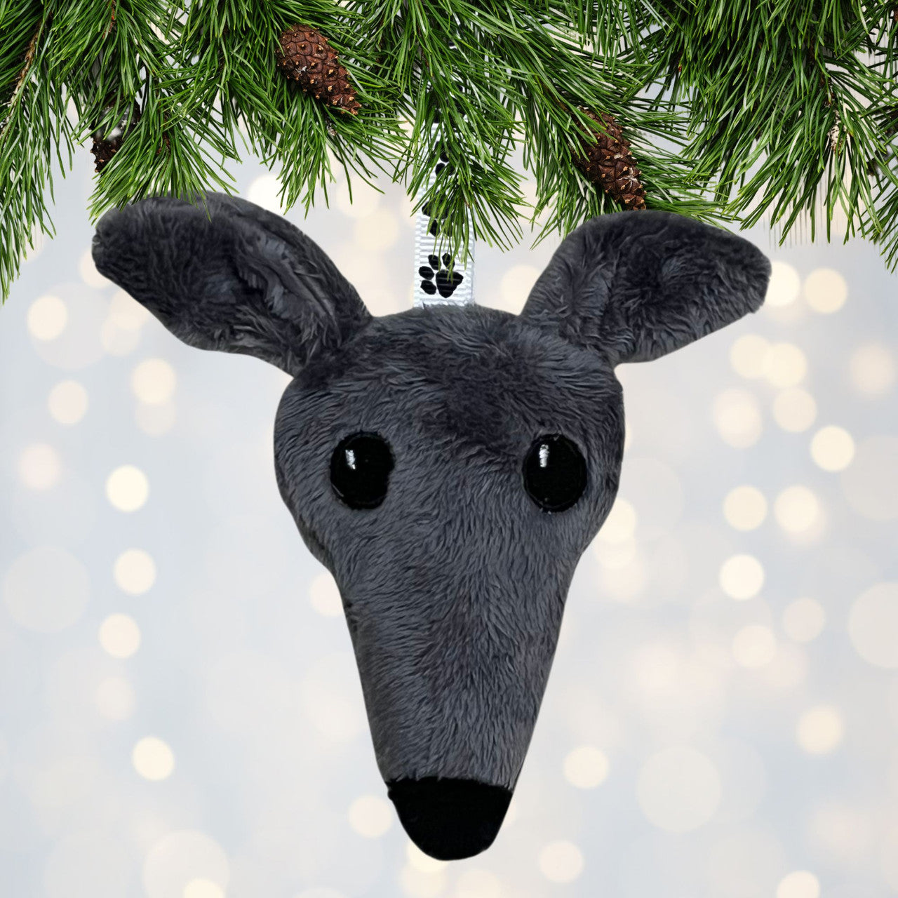 Houndie Head Ornament Grey