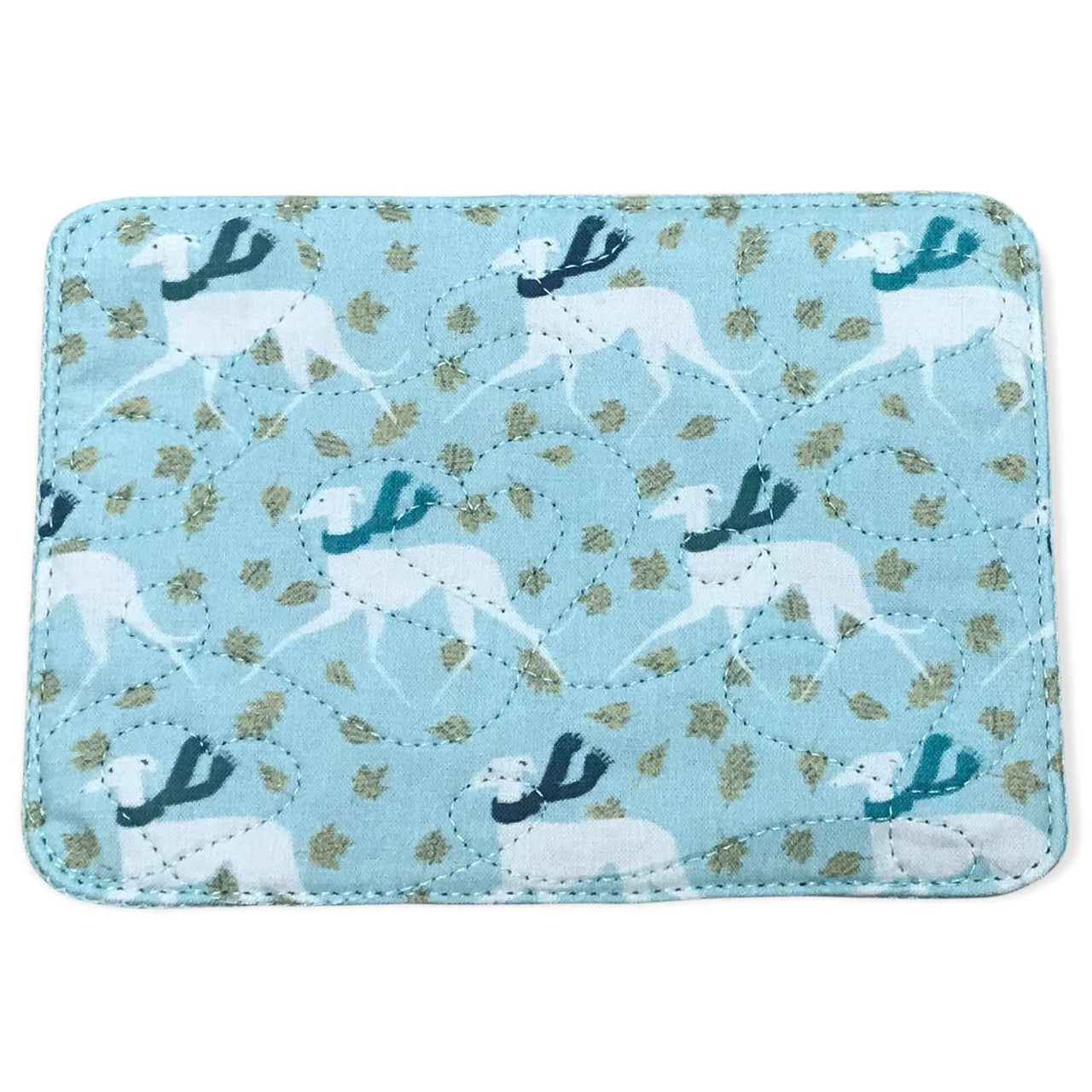 Mug Rug - Blustery Day Hounds Quilted Hearts