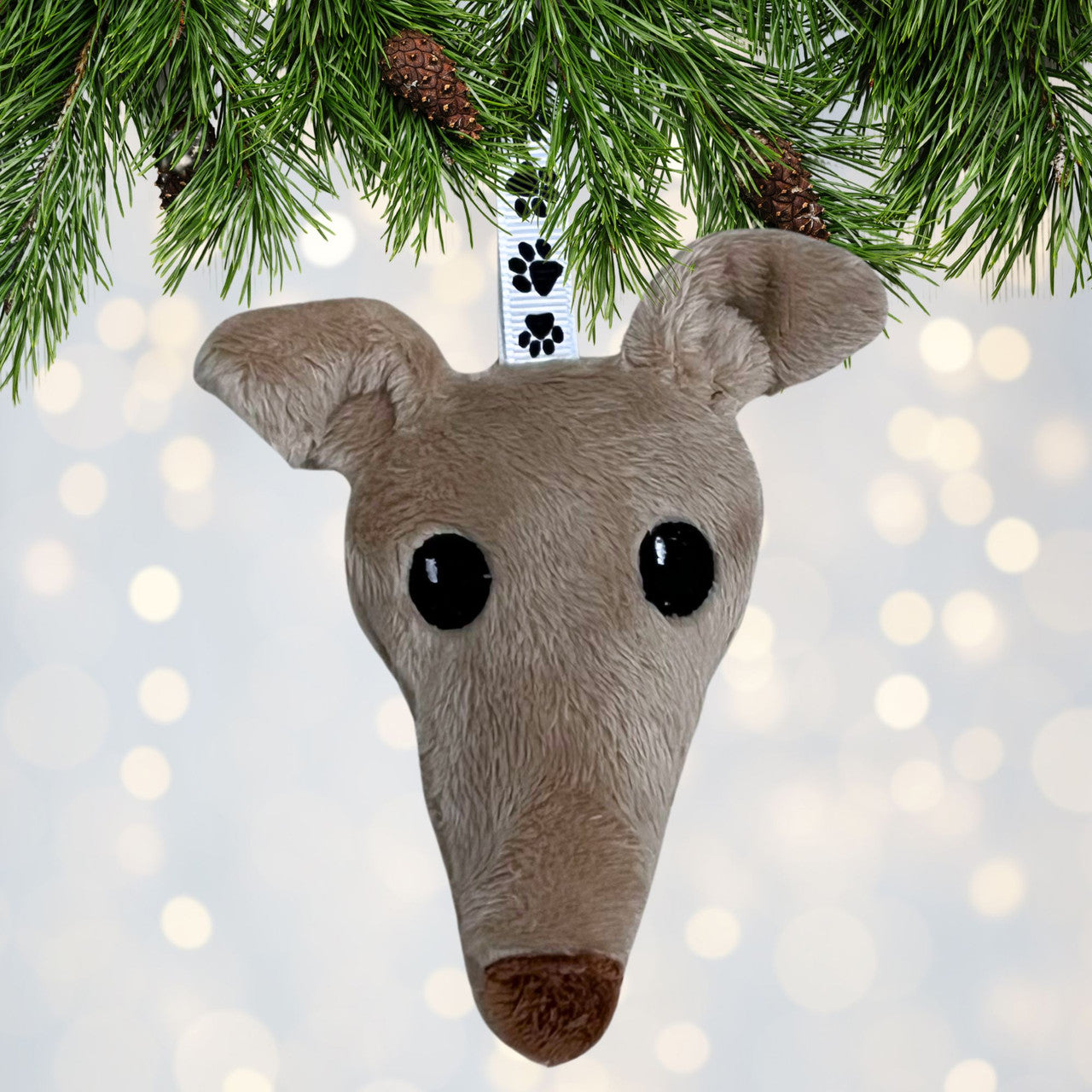 Houndie Head Ornament Tan with Light Brown Nose