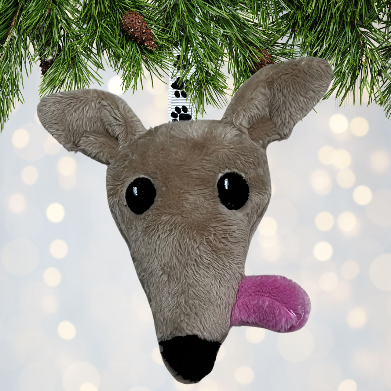 Houndie Head Ornament Tan with Tongue