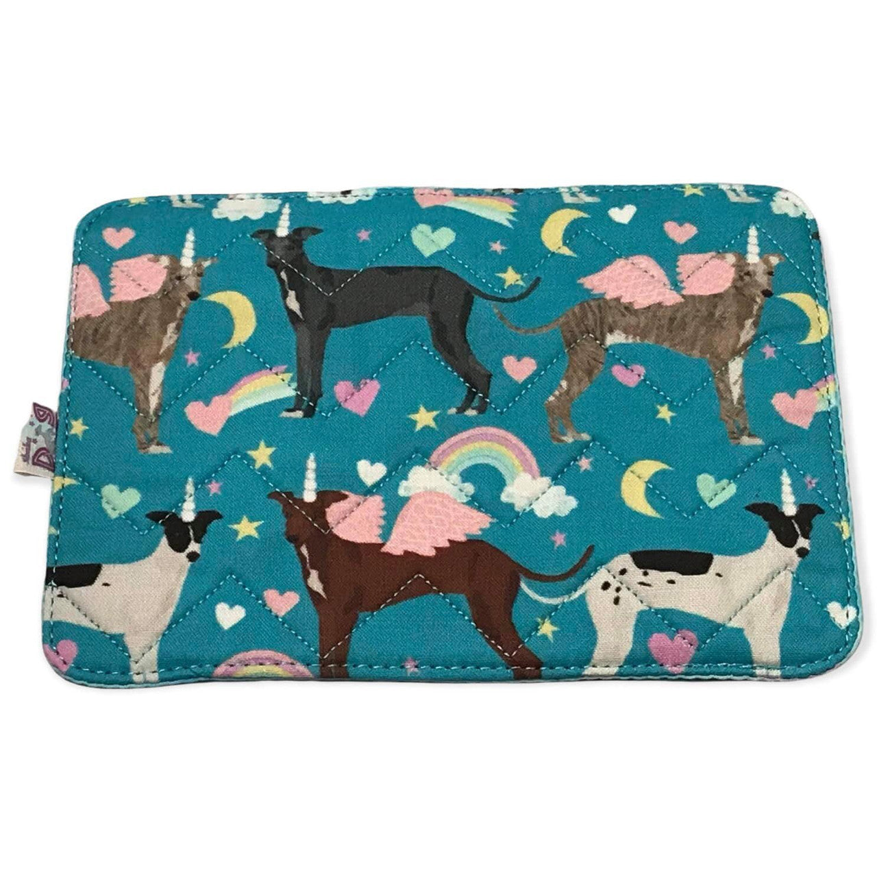 Mug Rug - Unicorn Hounds Quilted Chevron