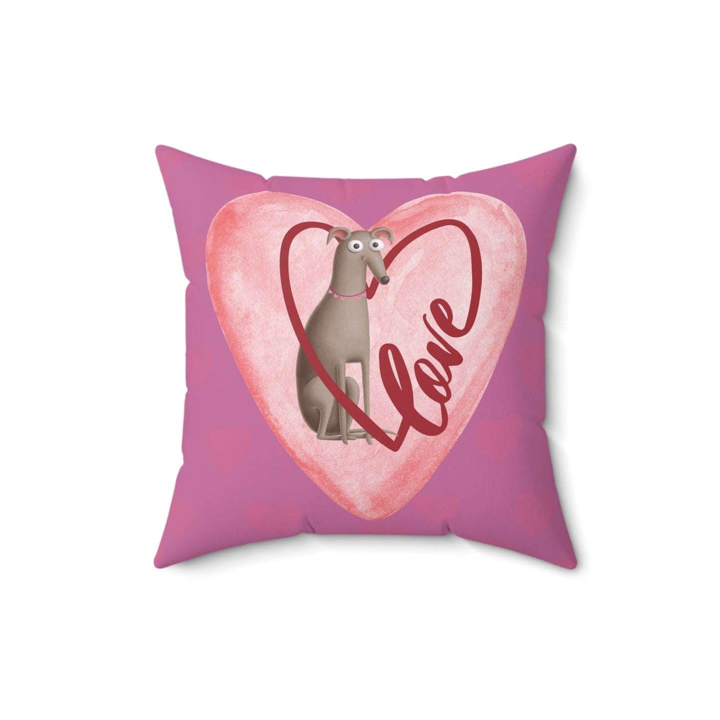 Greyhound Love Iggy Whippet Faux Suede Square Pillow