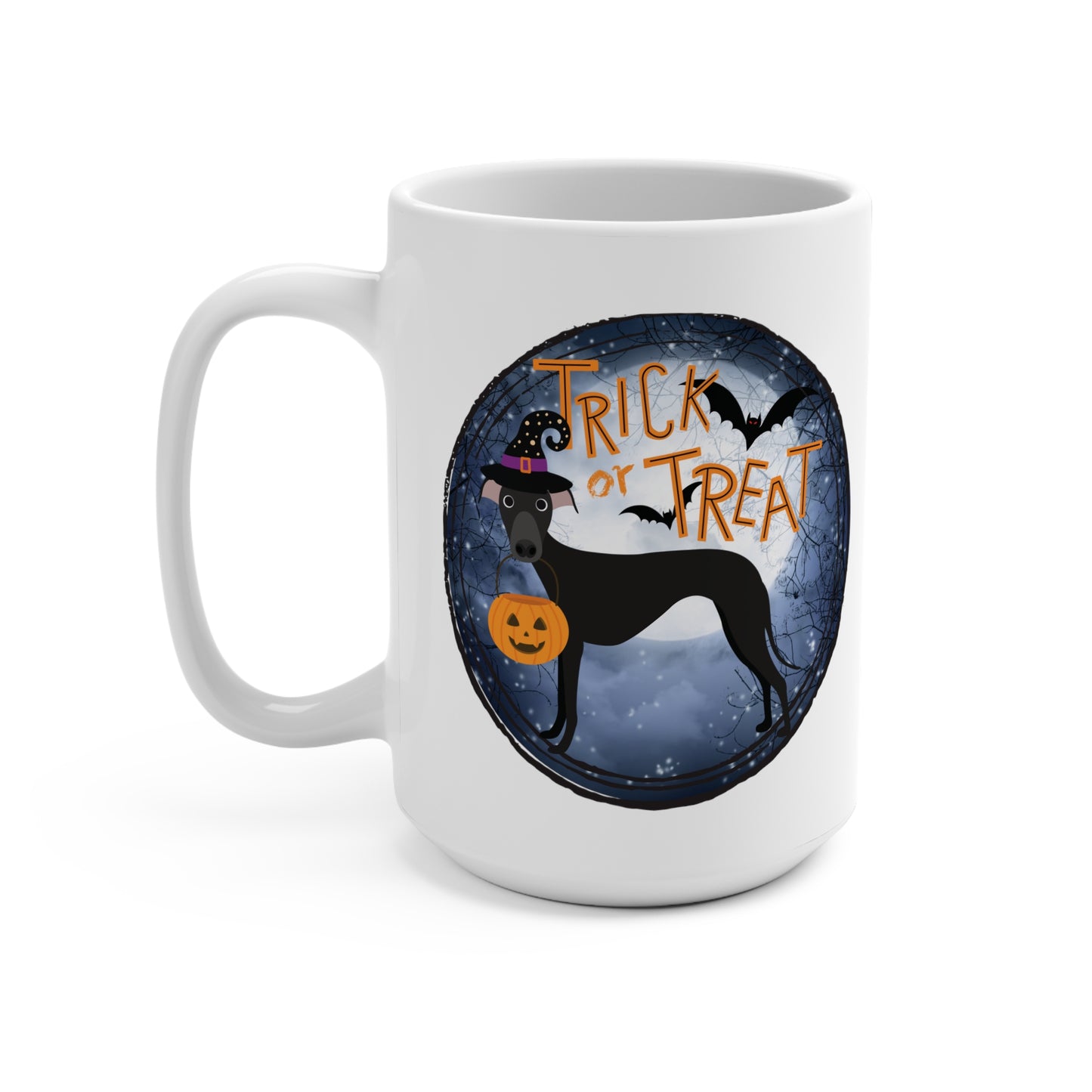 Trick or Treat Halloween Hound Whippet Iggy Greyhound Mug 15oz