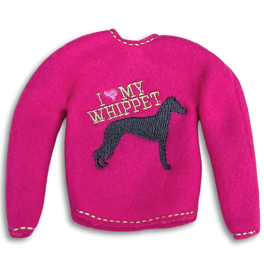 Elf Sweater I Love My Whippet Hot Pink