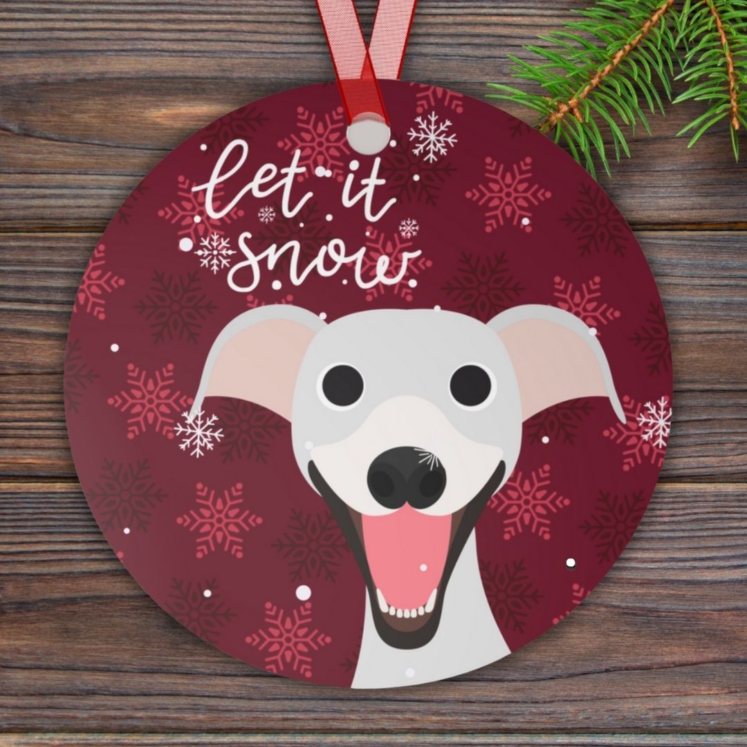 Personalized Let It Snow Greyhound Christmas Ornament Dog Lover Gift