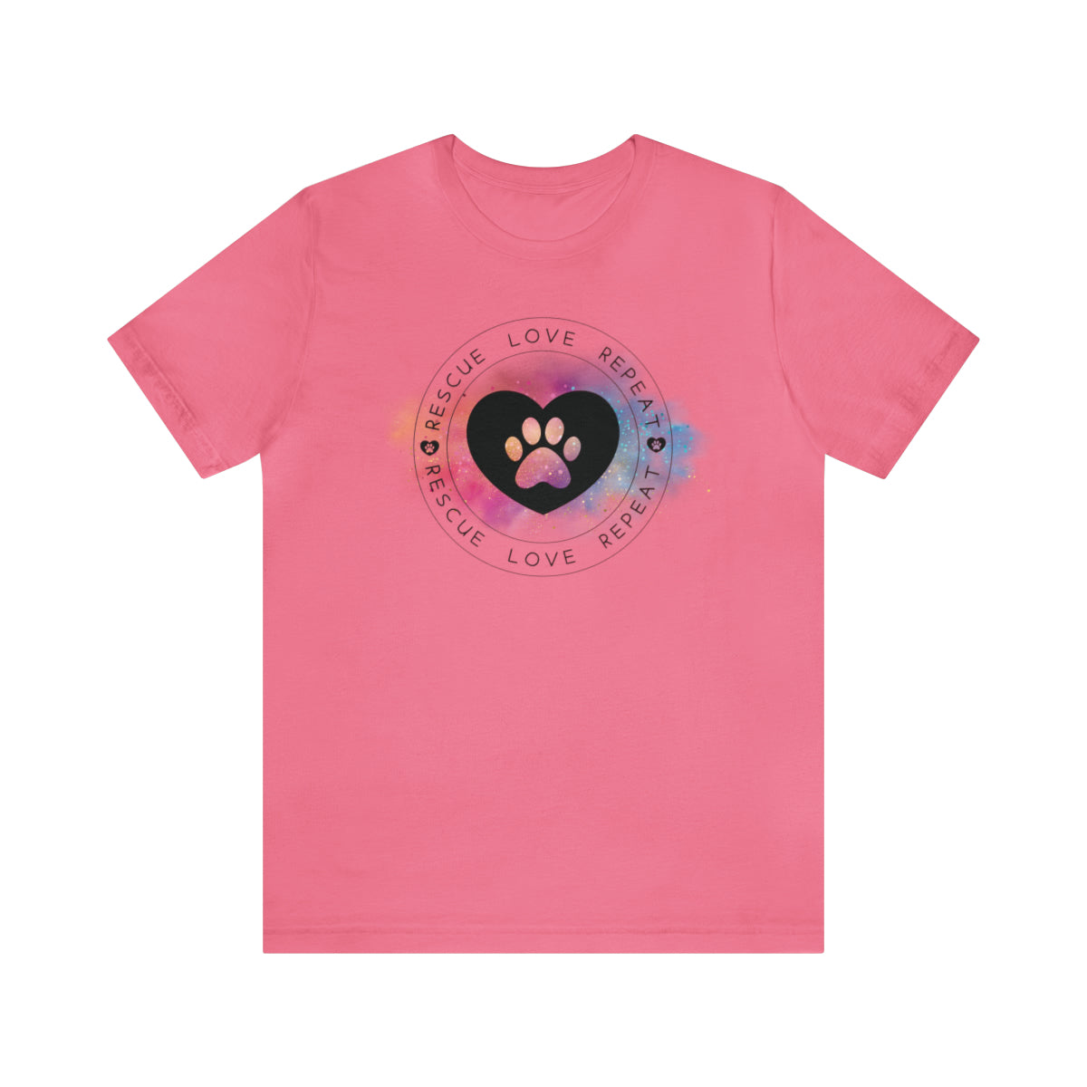 Rescue Love Repeat Heart Paw Unisex Jersey Short Sleeve Tee