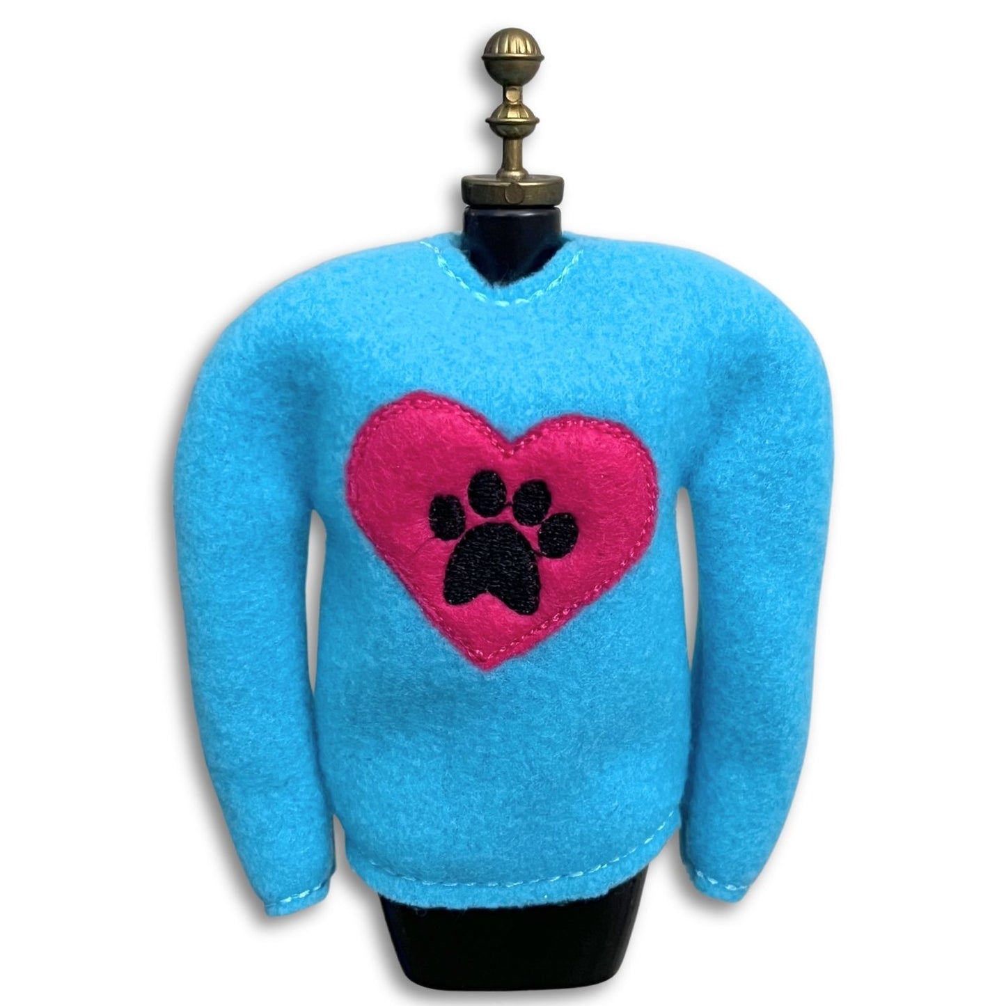 Elf Sweater Heart Paw Turquoise