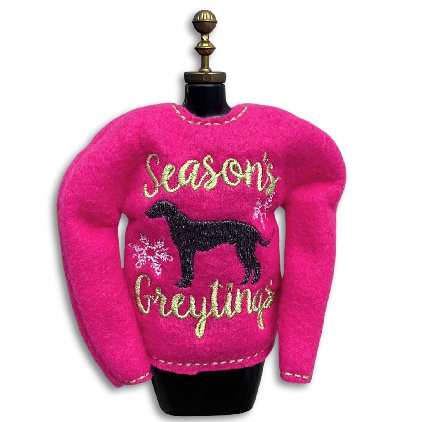 Elf Sweater Season's Greytings Greyhound Hot Pink