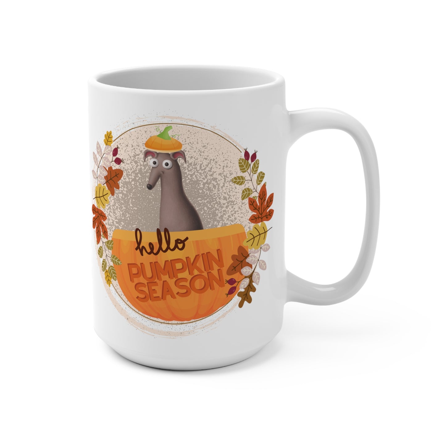 Hello Pumpkin Season Greyhound Mug 15oz