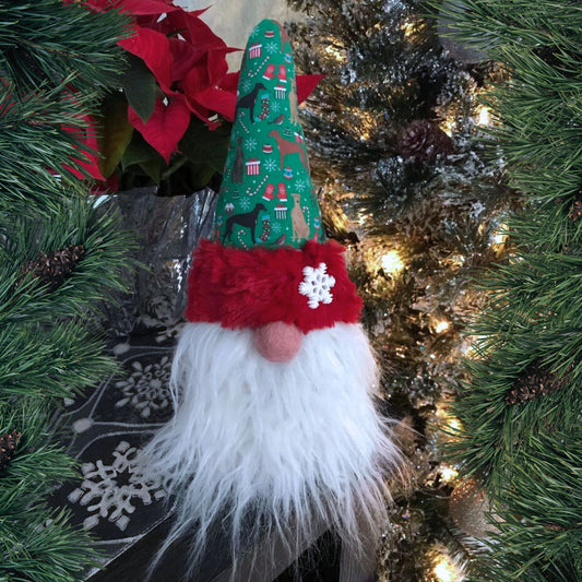 Hound Loving Gnome with Christmas Hounds Hat