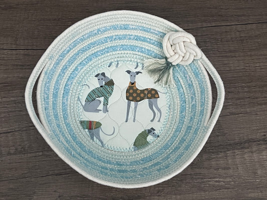 Sweater Weather Sighthounds Fabric Rope Bowl / Basket