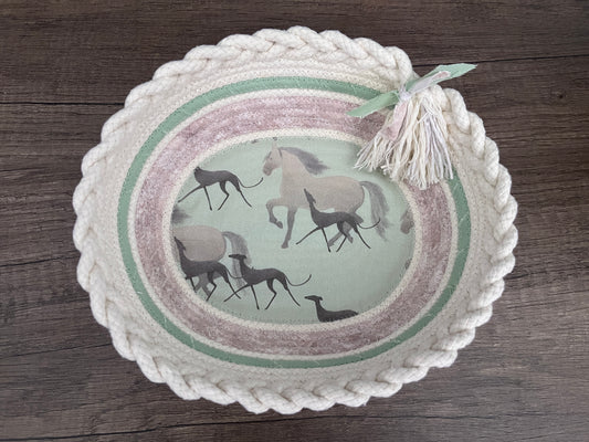 Hounds and Horses Oval Rope Bowl / Basket
