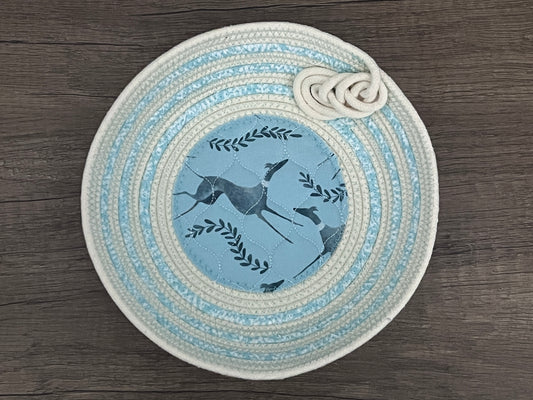 Hounds and Vines Greyhound Fabric Rope Bowl / Basket