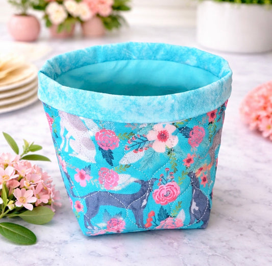 Hounds and Roses Mini Fabric Basket