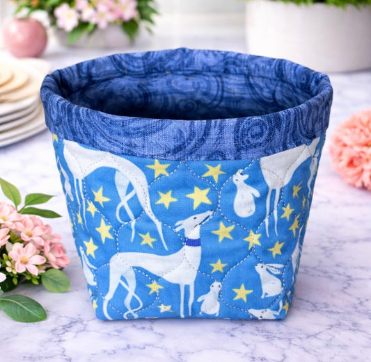 Rabbit Dreams Greyhound Mini Fabric Basket