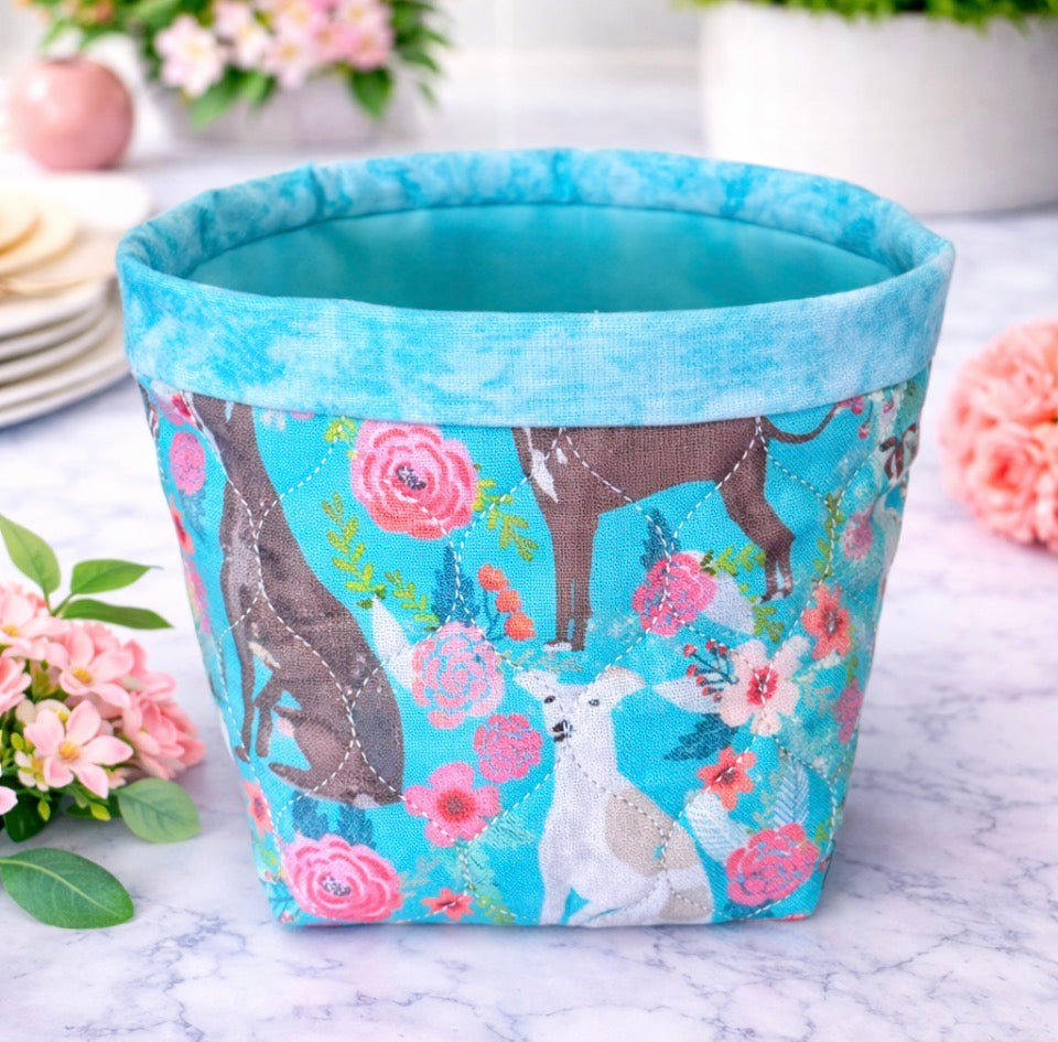 Hounds and Roses Mini Fabric Basket