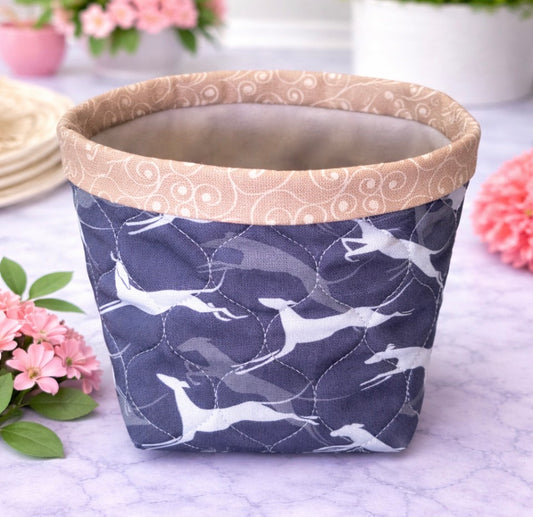 Joyful Hounds Mocha Mini Fabric Basket