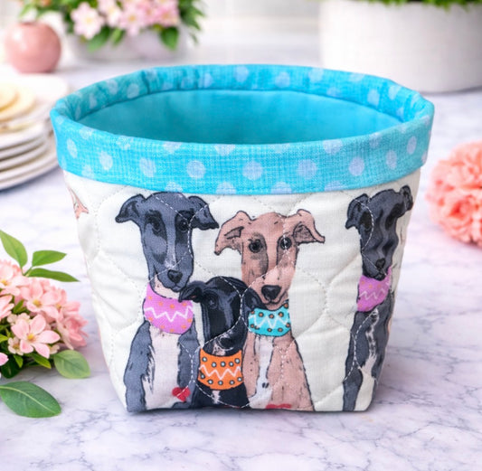 Heart Hound Trio Greyhound Whippet Mini Fabric Basket