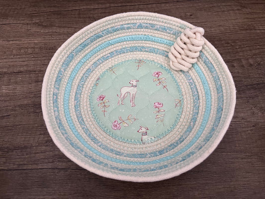 Dainty Hounds Fabric Rope Bowl / Basket