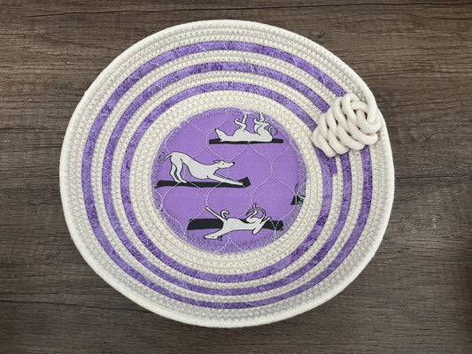 Yoga Hounds Lavender Whippet Fabric Rope Bowl / Basket