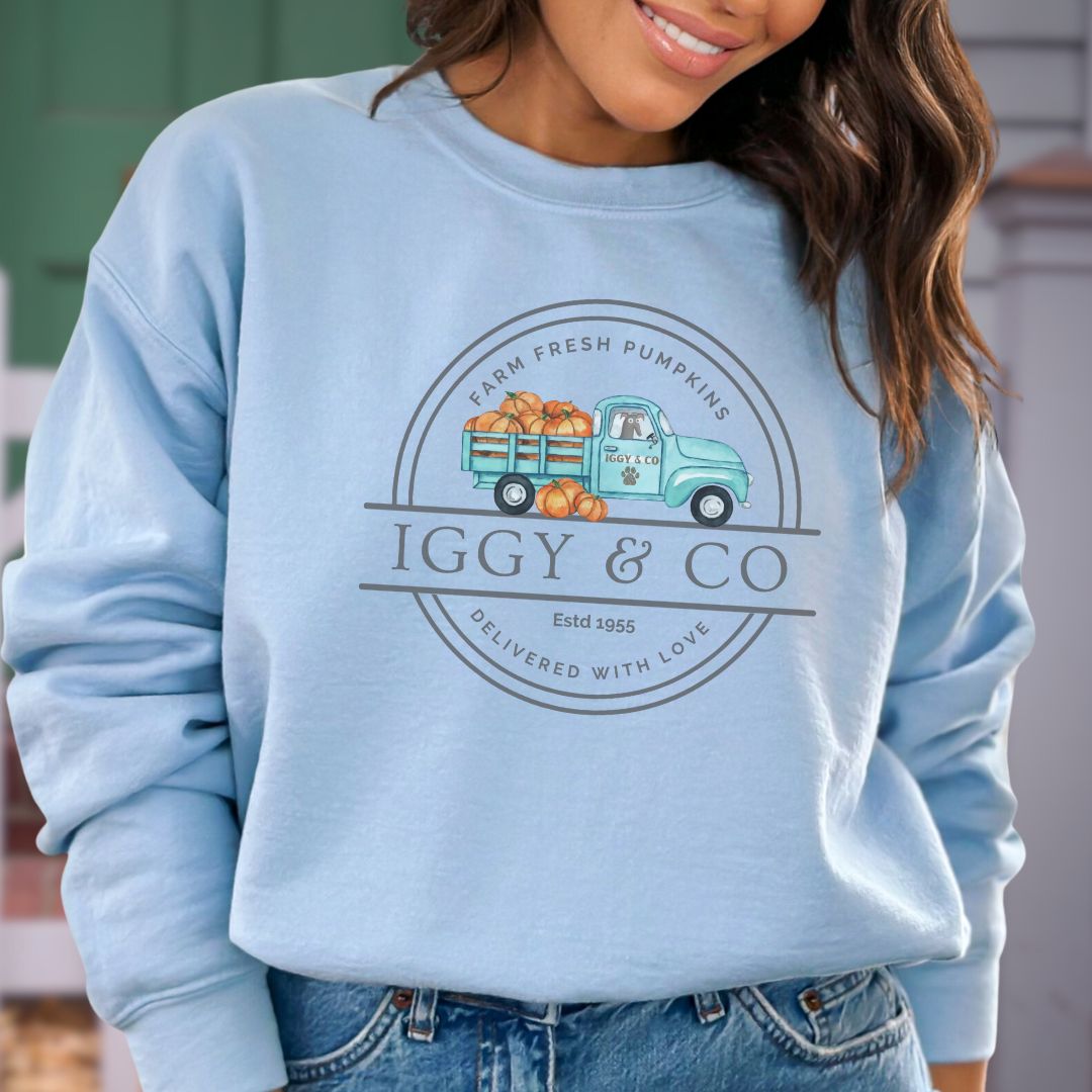 Iggy & Co Pumpkin Farm Whippet Greyhound Unisex Crewneck Sweatshirt