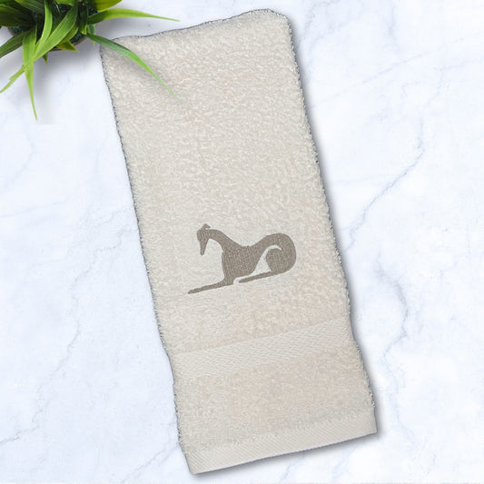 Laying Greyhound Whippet Galgo Beige Hand Towel