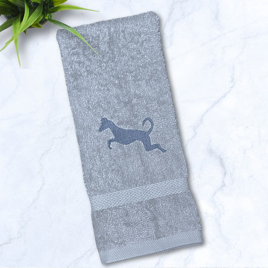 Leaping Iggy Greyhound Whippet Galgo Grey Hand Towel