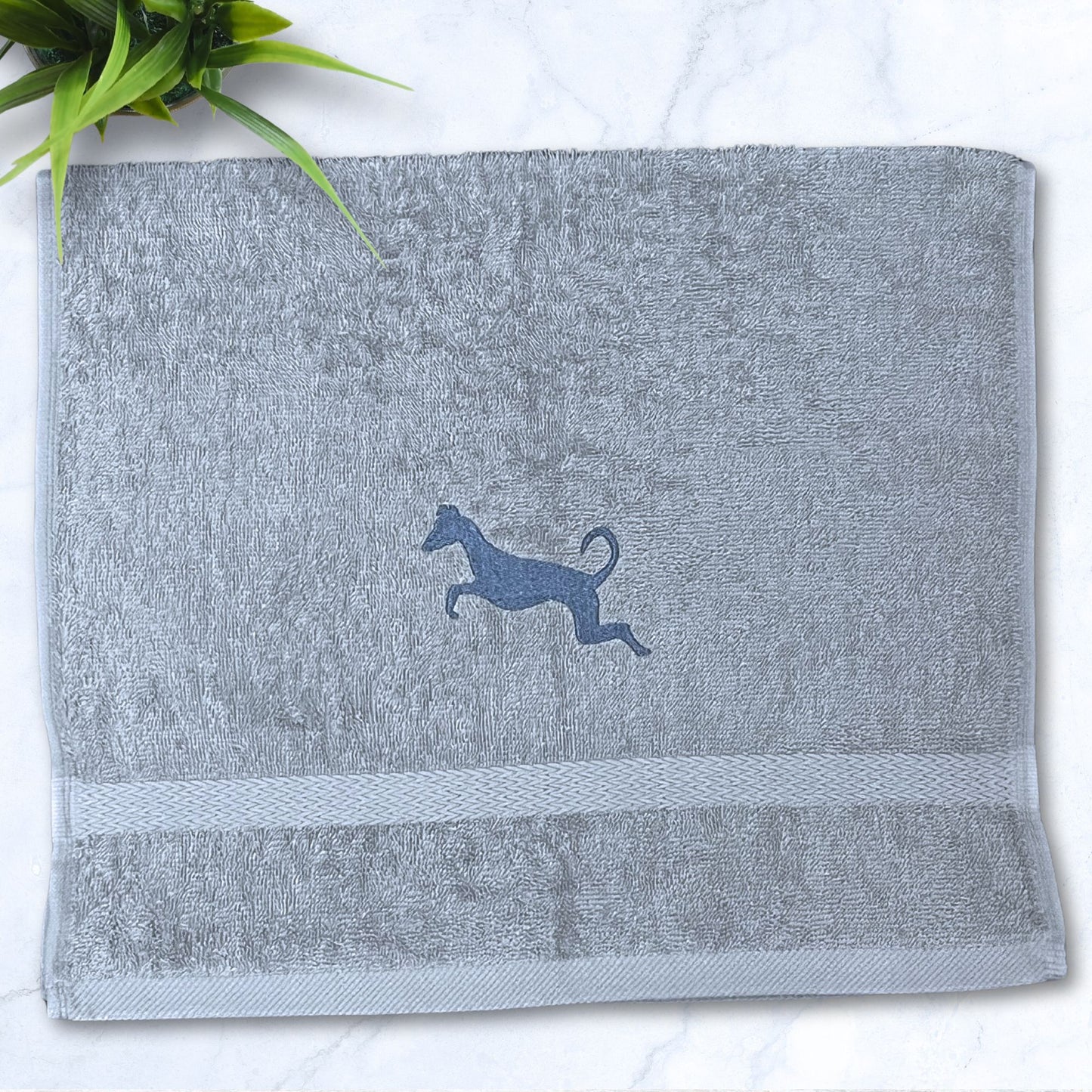 Leaping Iggy Greyhound Whippet Galgo Grey Hand Towel