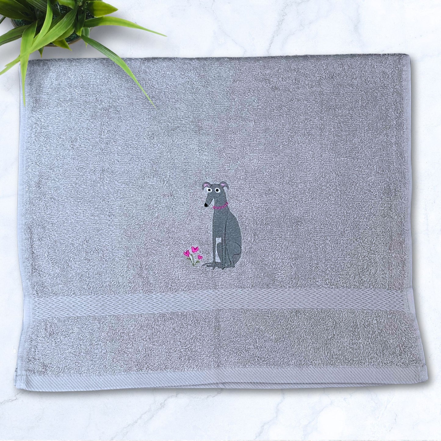 Love Blooms Iggy Whippet Greyhound Grey Hand Towel