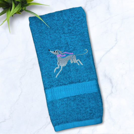 Scarf Weather Iggy Whippet Greyhound Teal Hand Towel